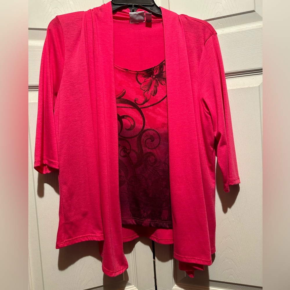 Kim Rogers XL red and black blouse.